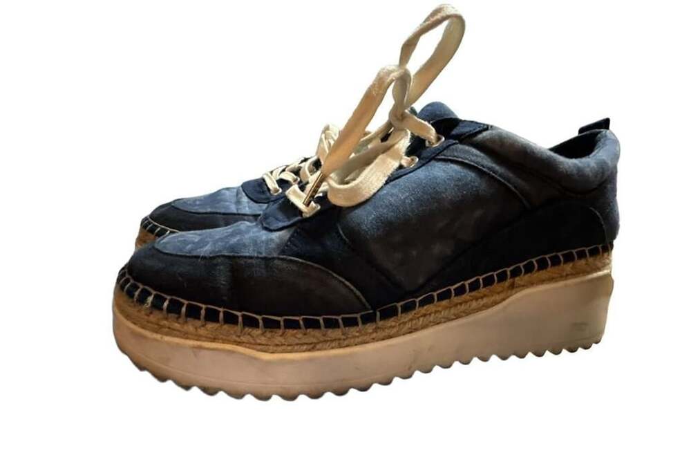 JustFab Spencer Athletic Sneaker Blue Denim Espadrille Platform